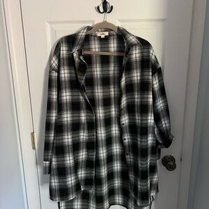 GeeGee Black and White Oversized Flannel Shirt